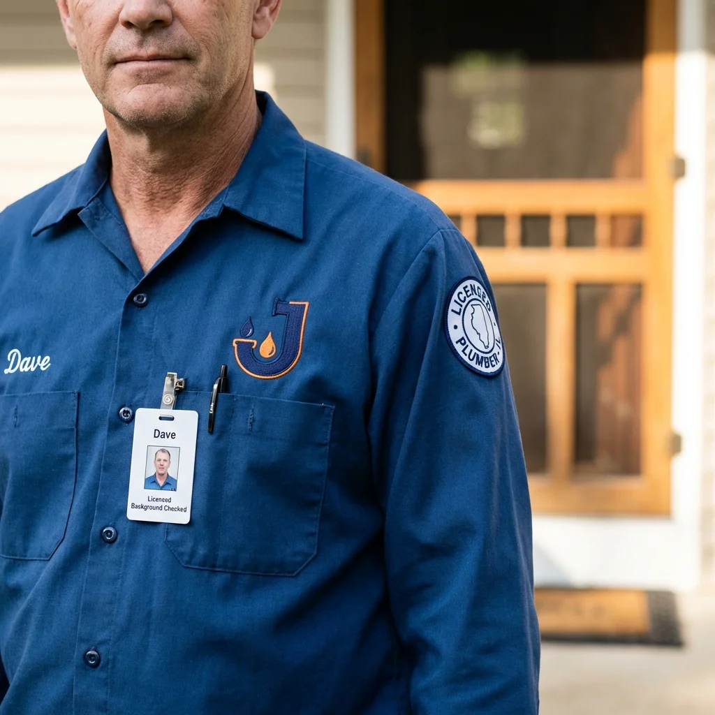 Licensed plumber showing ID badge in Hopedale, MA