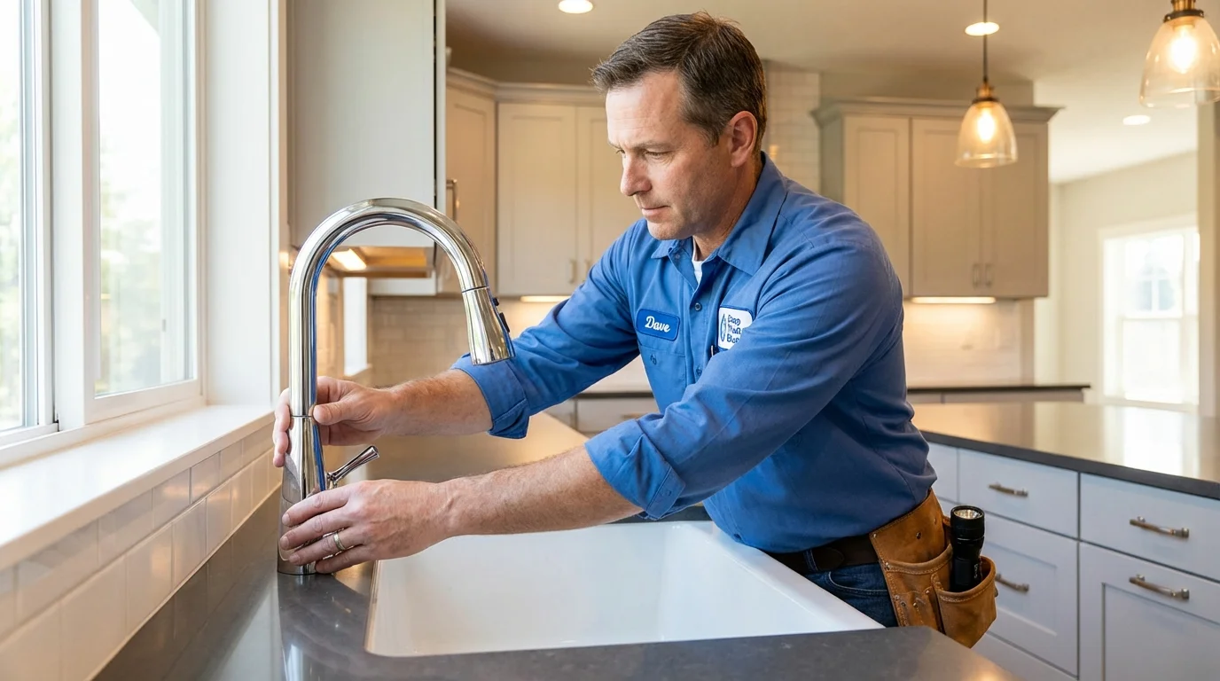 Kitchen faucet installation by Johns Plumbing LLC in Hopedale